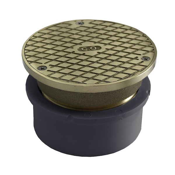 Jones Stephens 4in. PVC Hub Fit Base Cleanout with 3-1/2in. Metal Spud and 5in. Nickel Bronze Cover C59062 - main